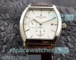 Clone Vacheron Constantin Malte Men's Watch Silver Bezel Brown Leather Strap